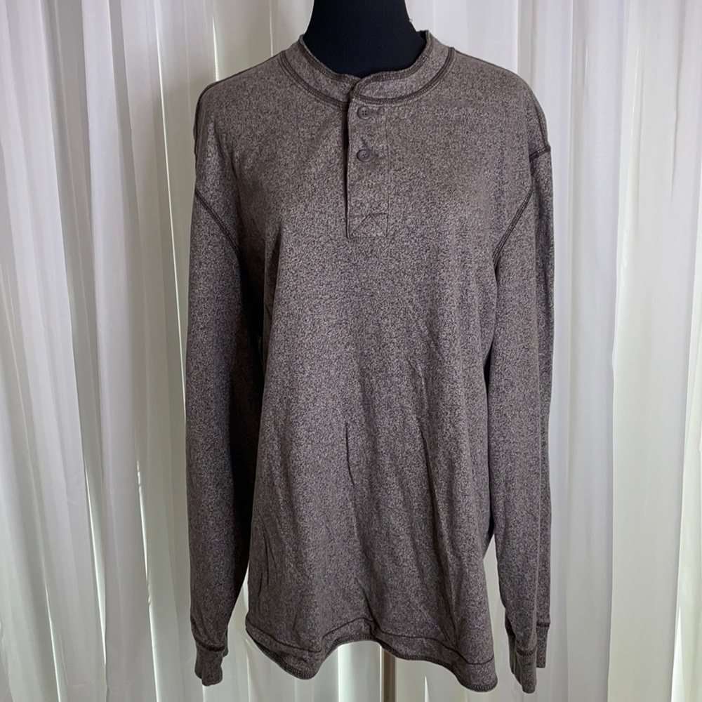 EDDIE BAUER Collarless Long Sleeve Shirt, size XL